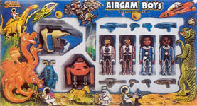 airgamboys 00423 - 2 astronautas rojos + 2 alien plata + 2 robots