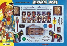 airgamboys 79683 - 3 romanos y 3 gladiadores con dos caballos, dos escudos y ballesta