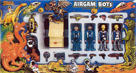 airgamboys 00422 - 2 astronautas azules + 2 alien plata + rover lunar