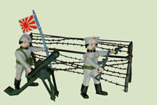 airgamboys 15211 - Capitán y soldado japoneses con mortero y valla de espino