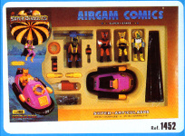 airgam comics Capt. Laser - Fly Man - Bad Tiger - Uruk con paracaidas, Turbo copter y Aqua Boat